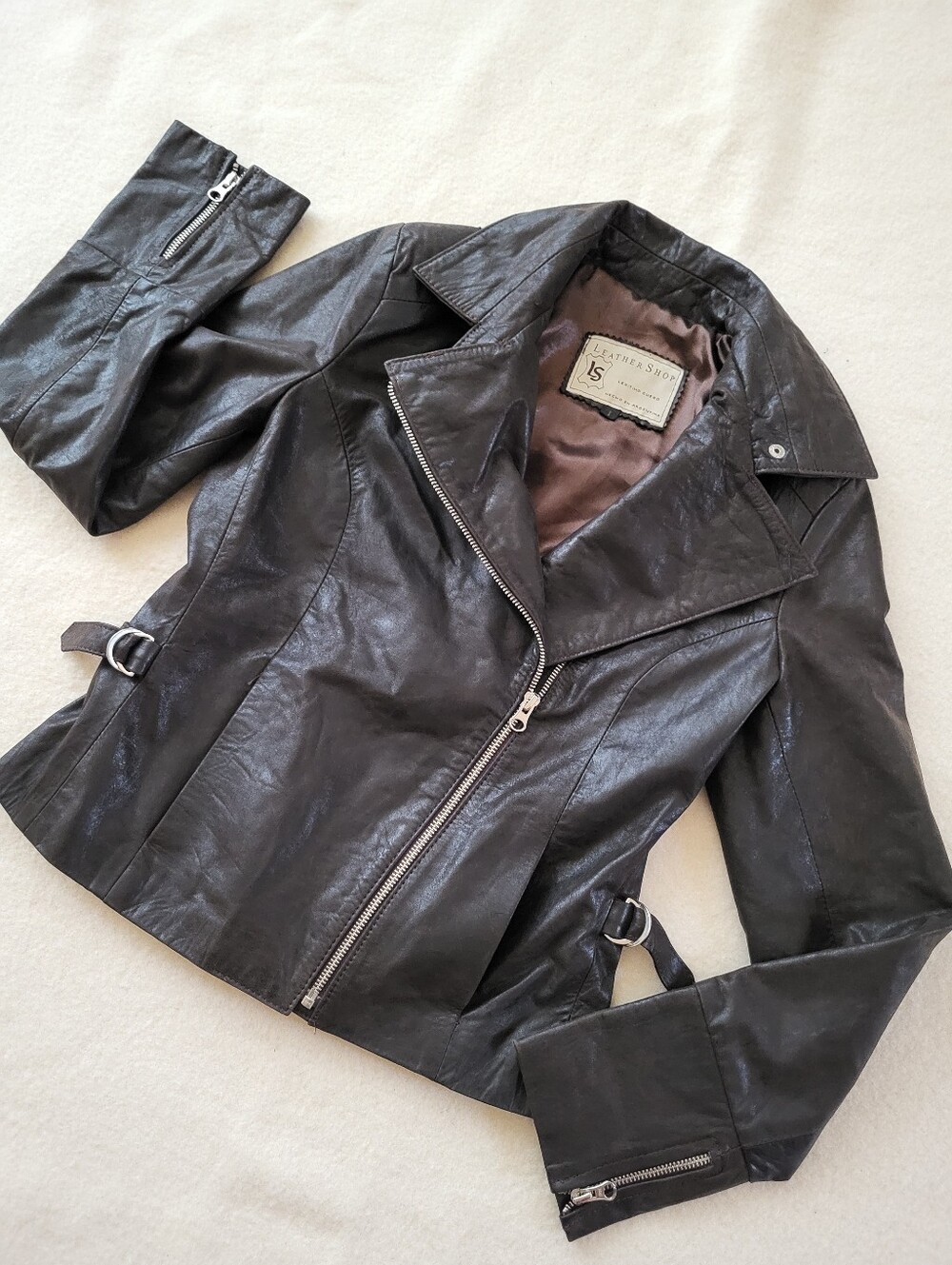Brown Leather Motorcycle Jacket Women's Size 1 Leather Shop Argentina